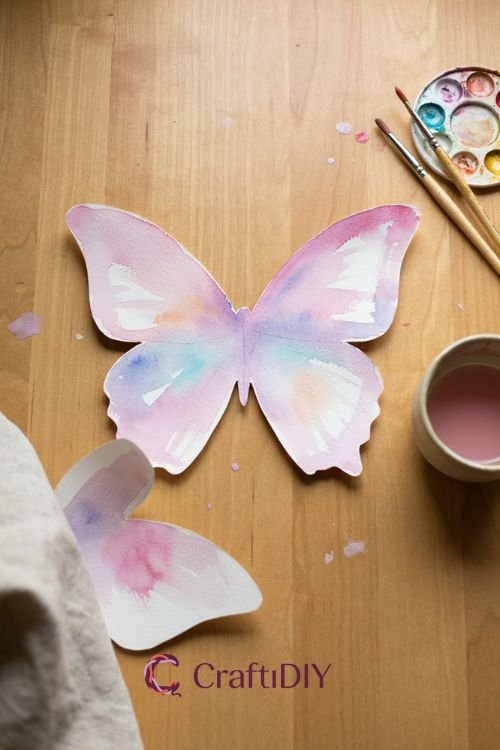 Paper butterfly crafts with close up symmetrical cutout butterflies