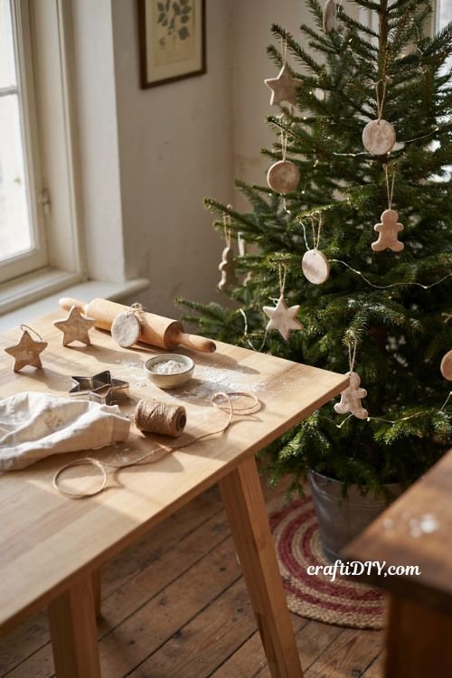 Salt dough christmas ornaments with simple handmade shapes and nostalgic charm