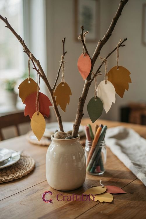 Thankful tree centerpiece Thanksgiving table DIY
