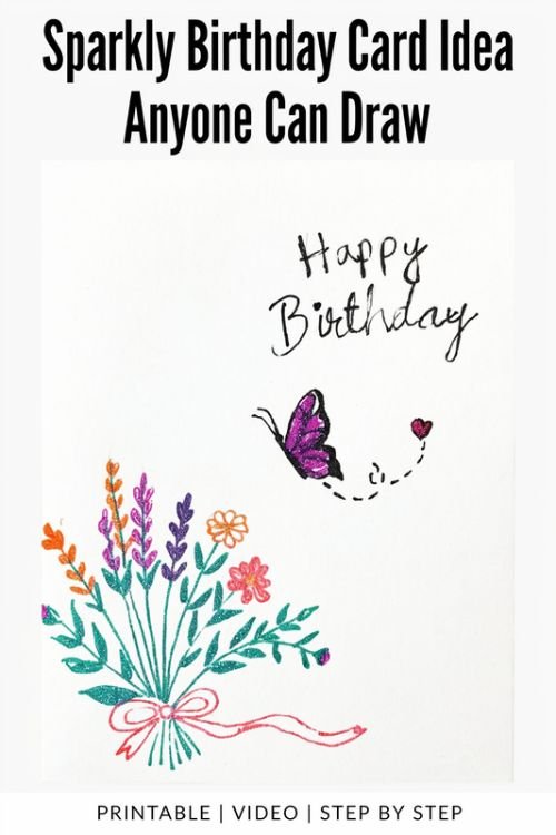 Sparkly Birthday Card Idea Anyone Can Draw